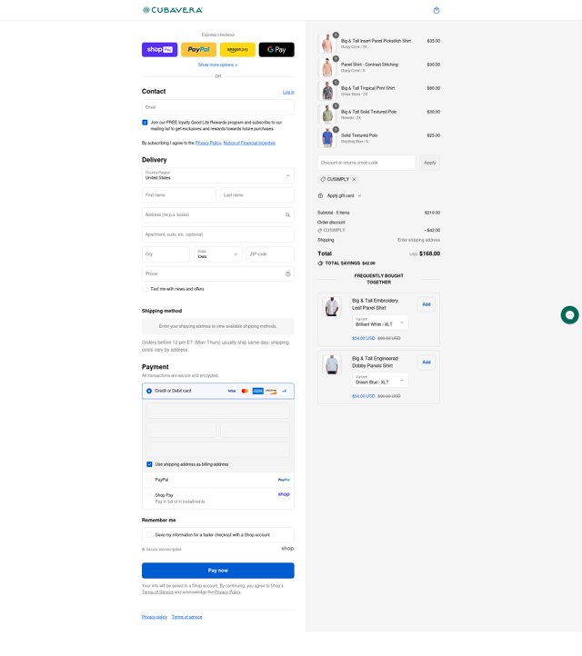 Cubavera checkout page showing Cubavera discount code box | Screenshot taken by SimplyCodes community member on Aug 20, 2025
