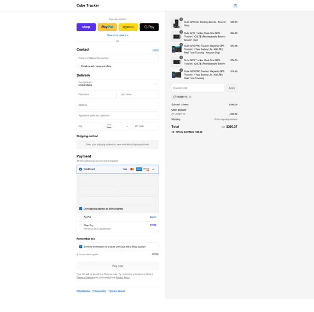 Cube Tracker checkout page showing Cube Tracker promo code box | Screenshot taken by SimplyCodes community member on Sep 2, 2025