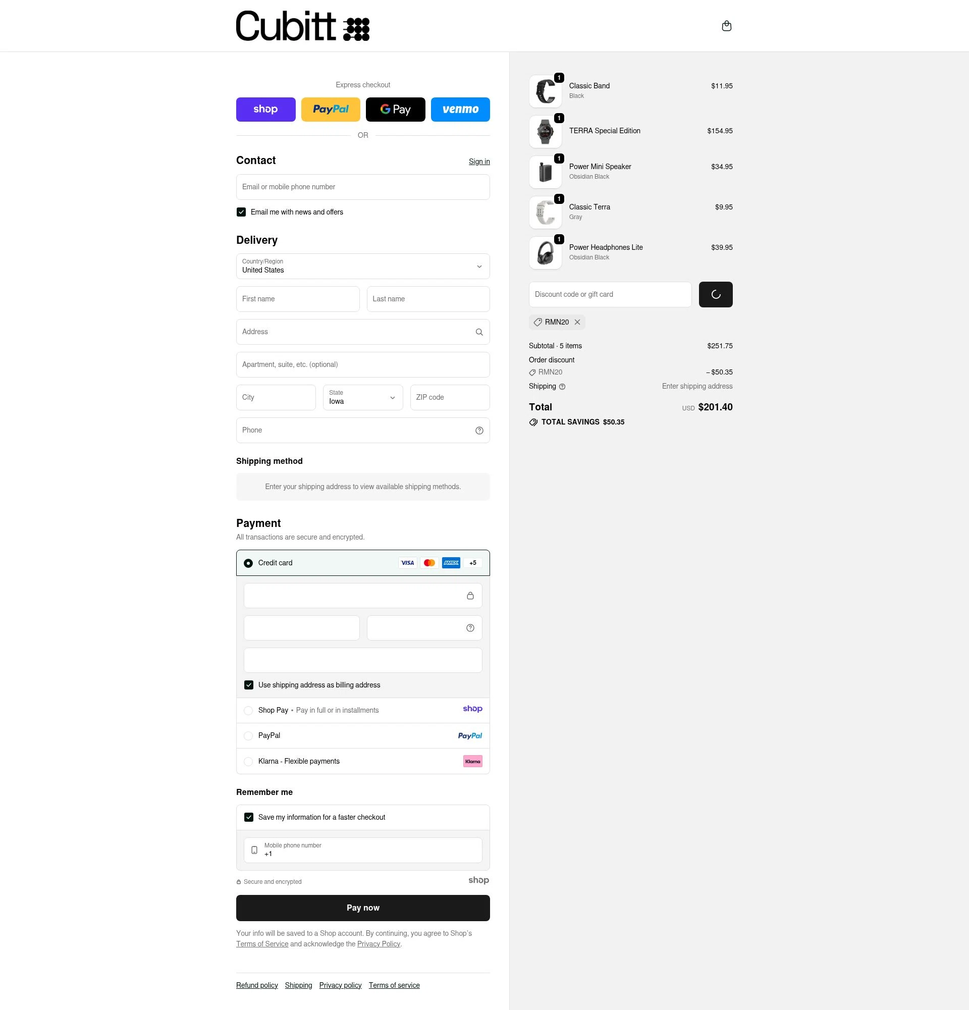 Cubitt checkout page showing Cubitt coupon code box | Screenshot taken by SimplyCodes community member on Jan 3, 2026