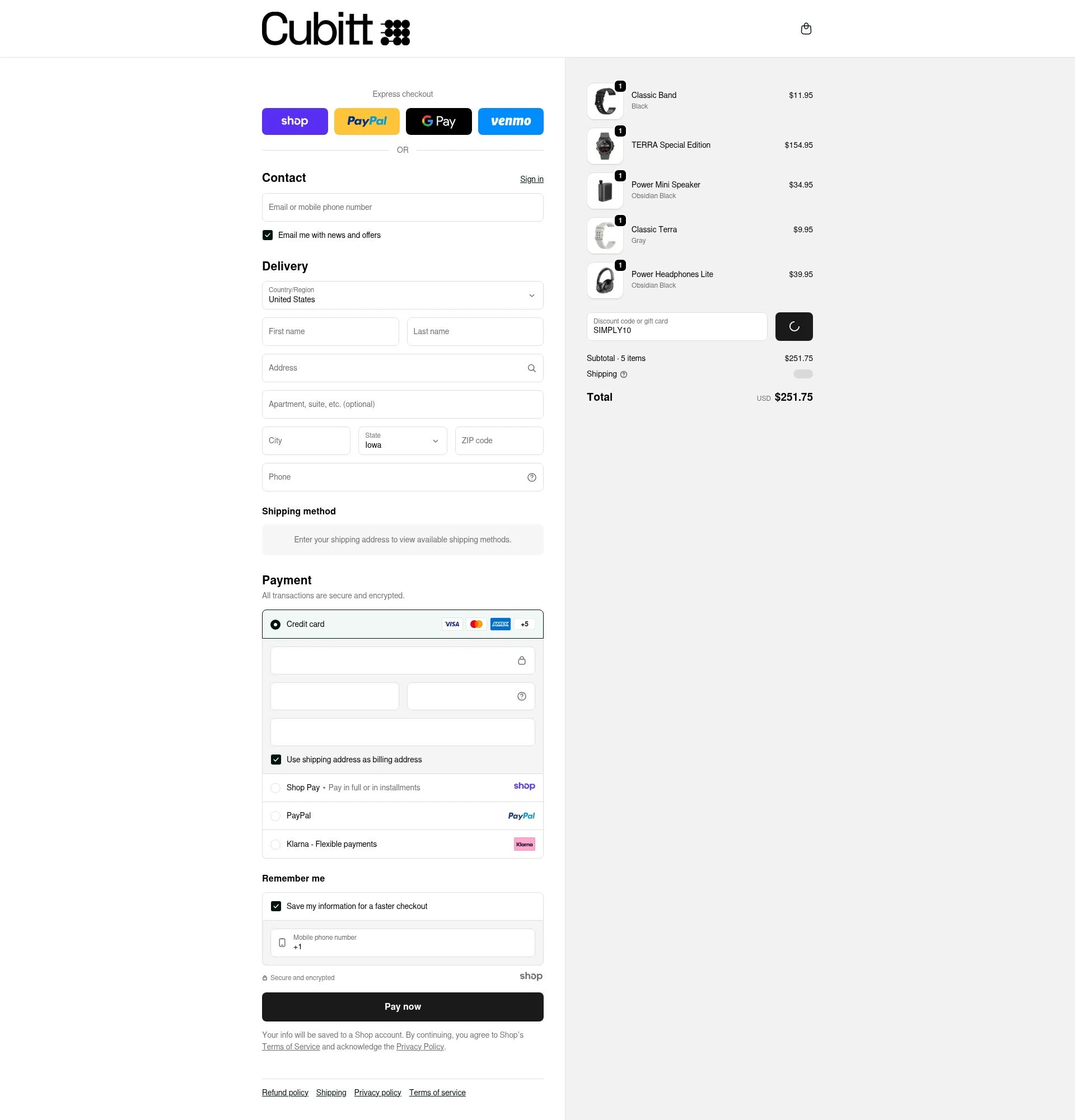 Cubitt checkout page showing Cubitt coupon code box | Screenshot taken by SimplyCodes community member on Jan 3, 2026