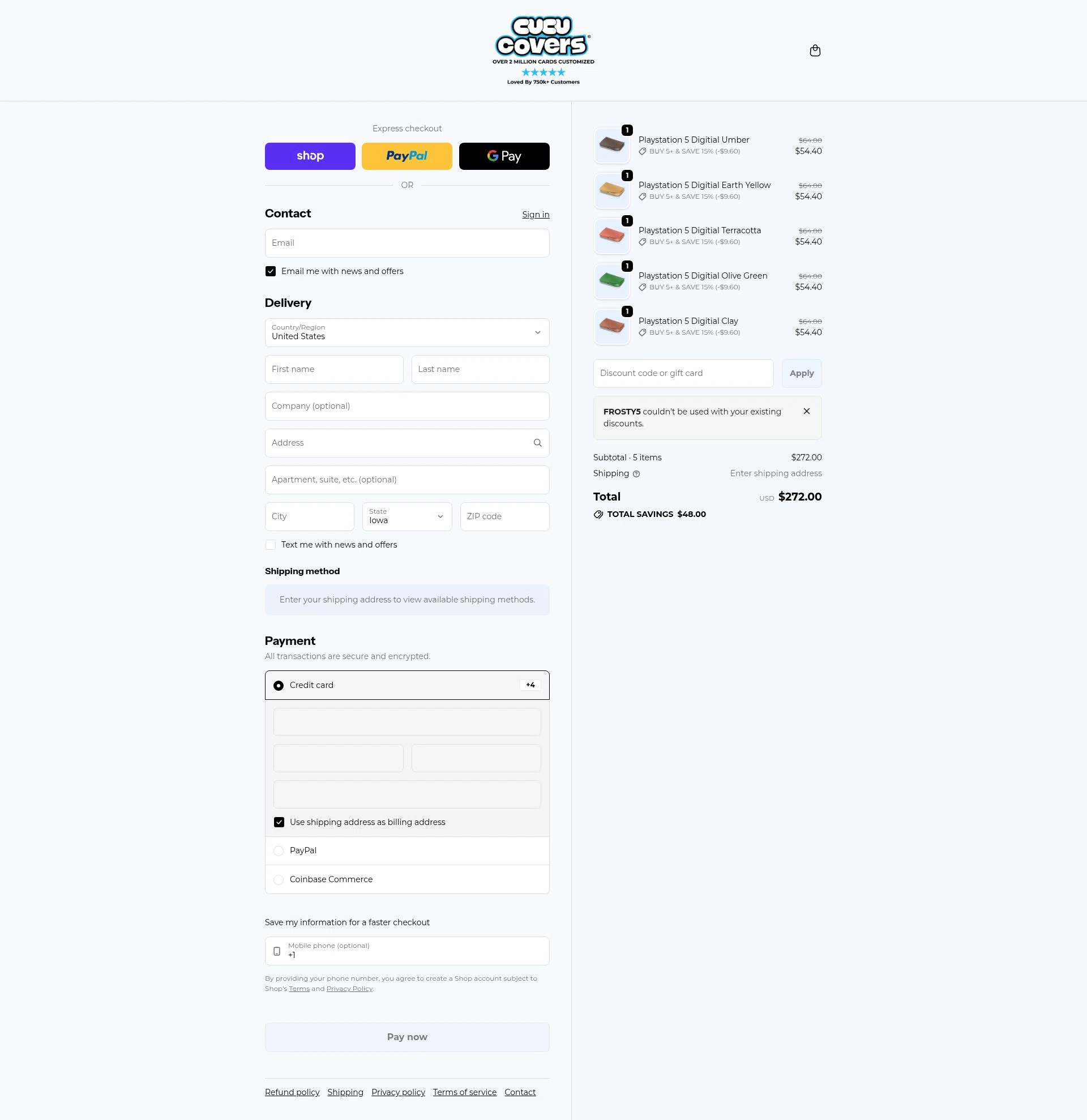 CUCU Covers checkout page showing CUCU Covers discount code box | Screenshot taken by SimplyCodes community member on Feb 11, 2026