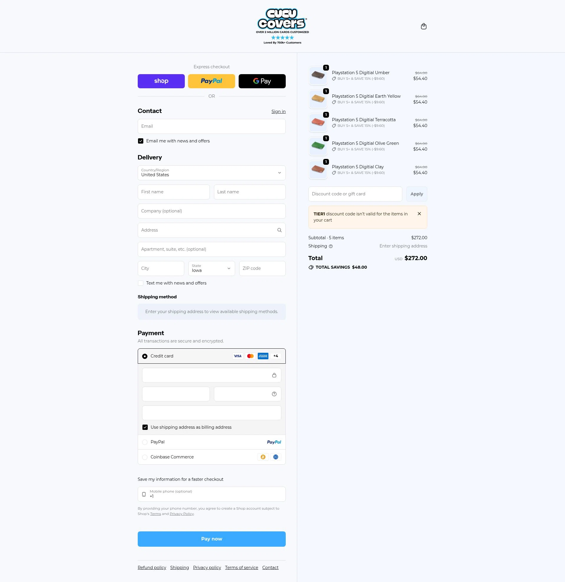 CUCU Covers checkout page showing CUCU Covers discount code box | Screenshot taken by SimplyCodes community member on Feb 11, 2026
