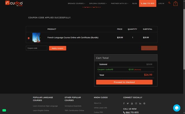 Cudoo checkout page showing Cudoo coupon code box | Screenshot taken by SimplyCodes community member on Aug 19, 2025