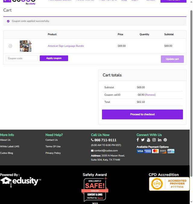 Cudoo checkout page showing Cudoo coupon code box | Screenshot taken by SimplyCodes community member on Aug 20, 2025
