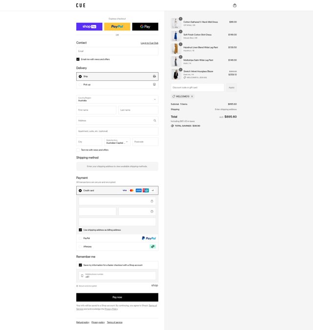 Cue checkout page showing Cue promo code box | Screenshot taken by SimplyCodes community member on Aug 3, 2025