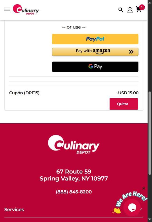 Culinary Depot checkout page showing Culinary Depot coupon code box | Screenshot taken by SimplyCodes community member on Aug 26, 2025