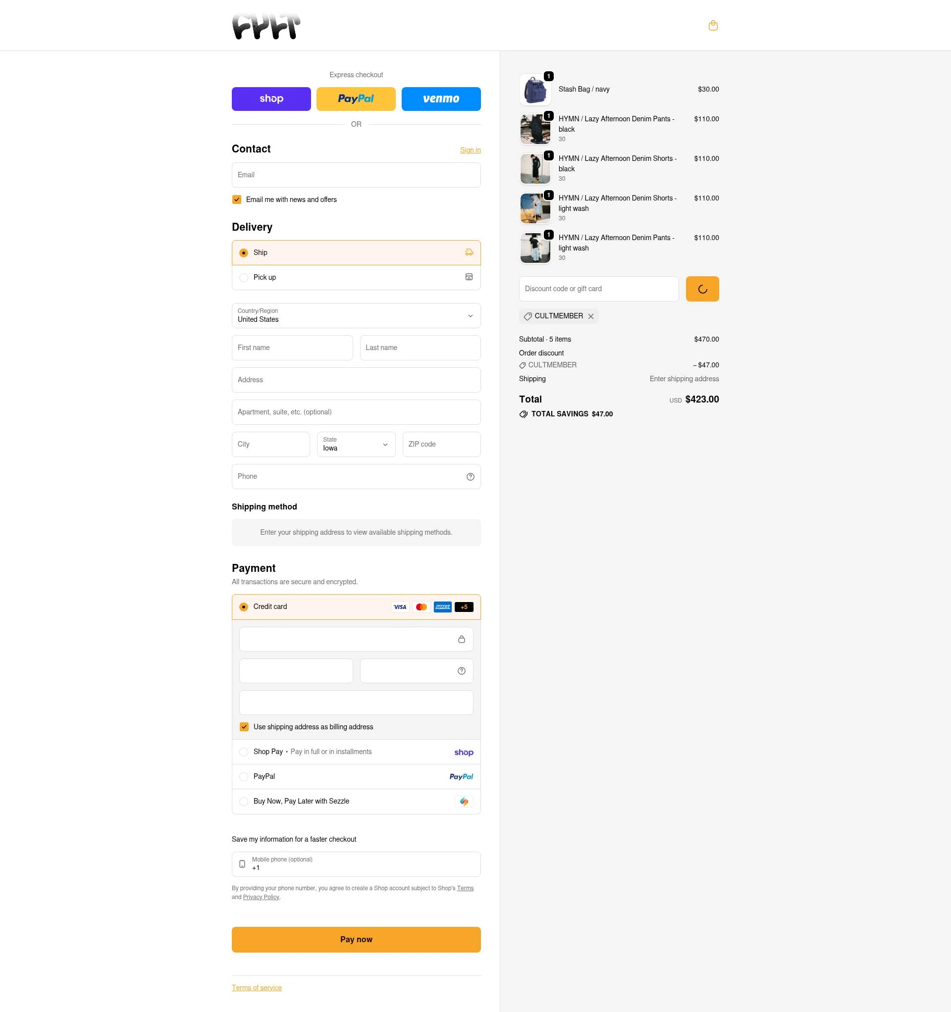 Cult checkout page showing Cult discount code box | Screenshot taken by SimplyCodes community member on Feb 9, 2026