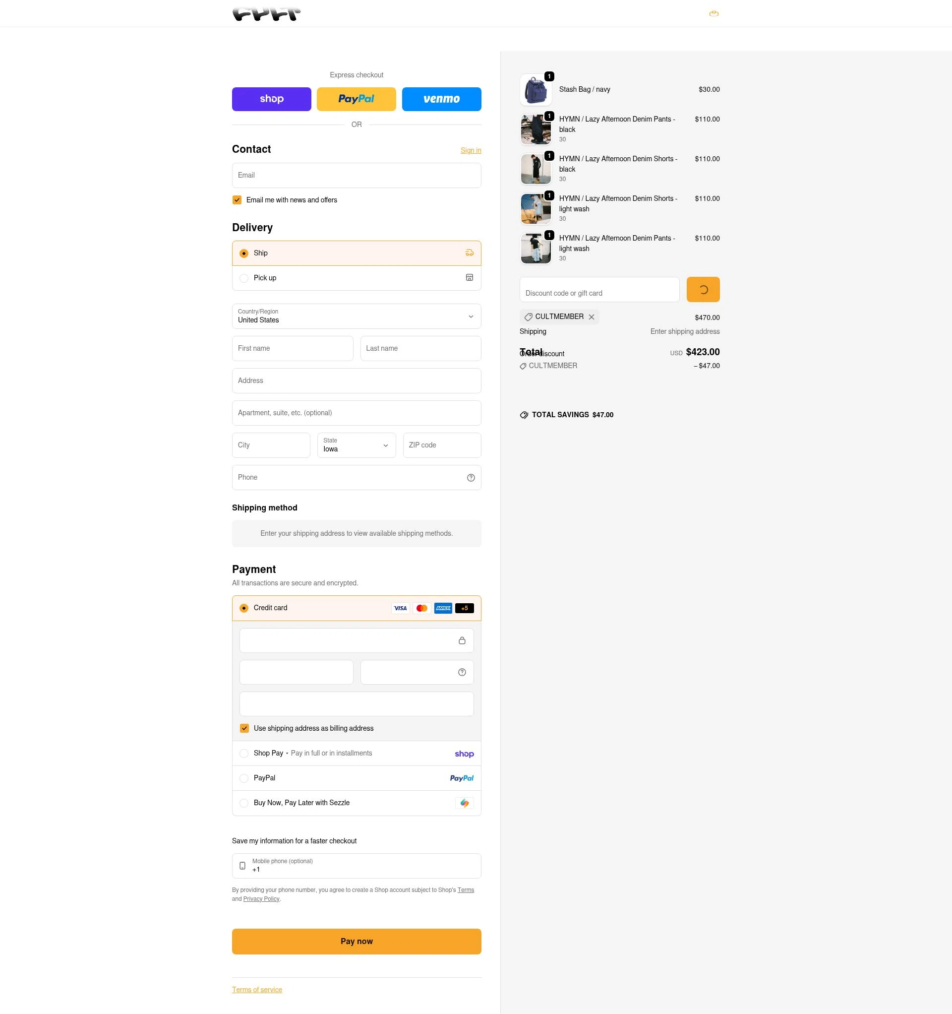Cult checkout page showing Cult discount code box | Screenshot taken by SimplyCodes community member on Feb 13, 2026