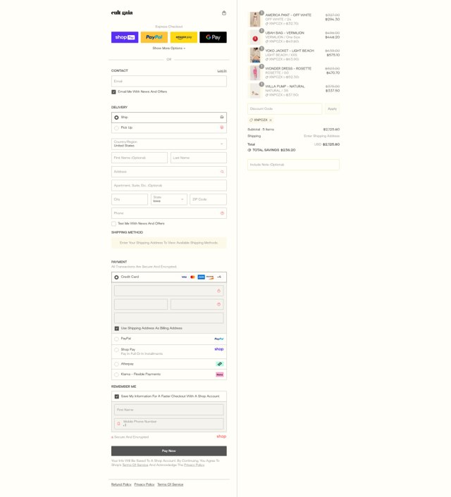 Cult Gaia checkout page showing Cult Gaia promo code box | Screenshot taken by SimplyCodes community member on Aug 24, 2025