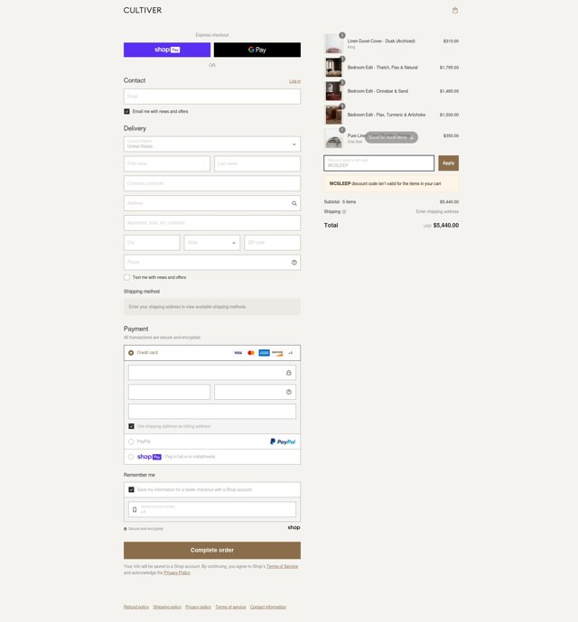 Cultiver checkout page showing Cultiver discount code box | Screenshot taken by SimplyCodes community member on Feb 14, 2025