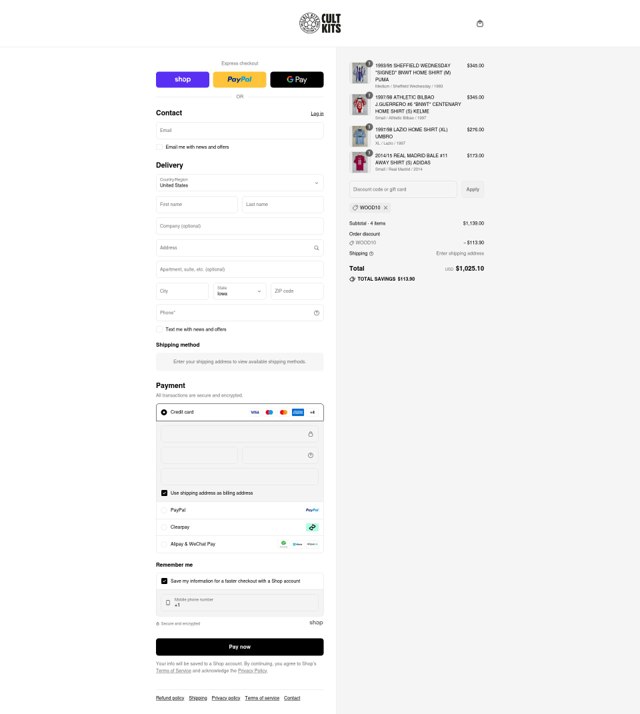 Cult Kits checkout page showing Cult Kits discount code box | Screenshot taken by SimplyCodes community member on Aug 29, 2025
