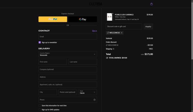 CULT MIA checkout page showing CULT MIA promo code box | Screenshot taken by SimplyCodes community member on Sep 11, 2025