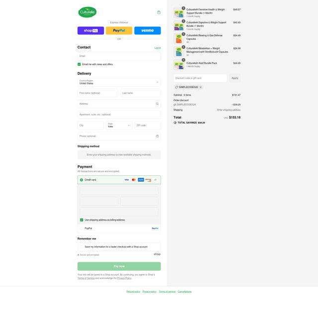 Culturelle checkout page showing Culturelle promo code box | Screenshot taken by SimplyCodes community member on Aug 18, 2025