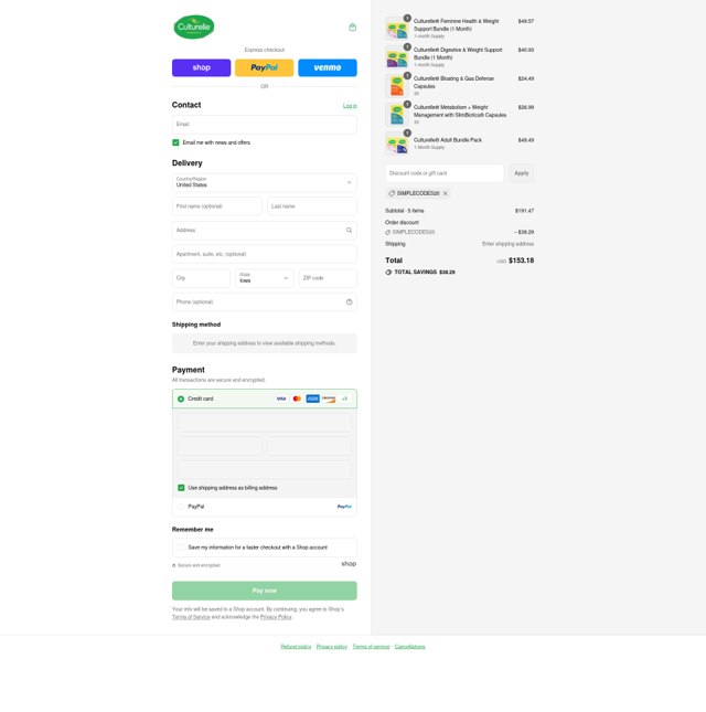 Culturelle checkout page showing Culturelle promo code box | Screenshot taken by SimplyCodes community member on Sep 7, 2025