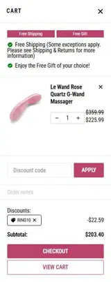 Cupid Boutique coupon verification screenshot