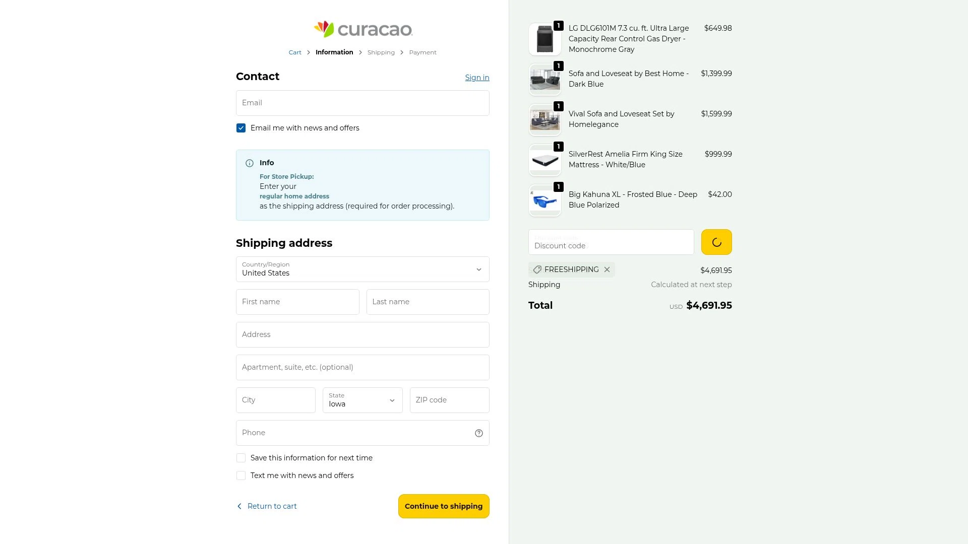 Curacao checkout page showing Curacao promo code box | Screenshot taken by SimplyCodes community member on Feb 13, 2026