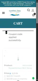 Curativa Bay coupon verification screenshot