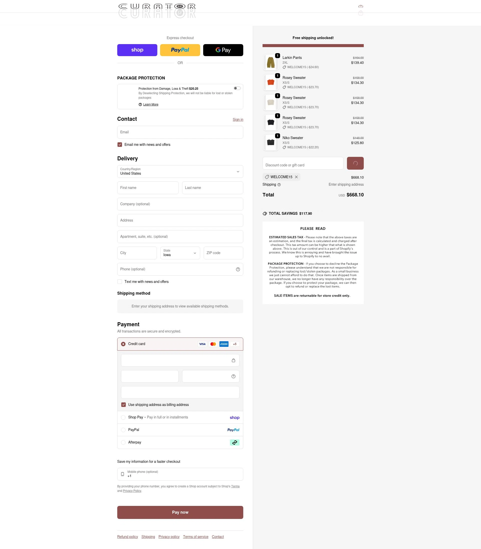 Curator checkout page showing Curator promo code box | Screenshot taken by SimplyCodes community member on Feb 10, 2026