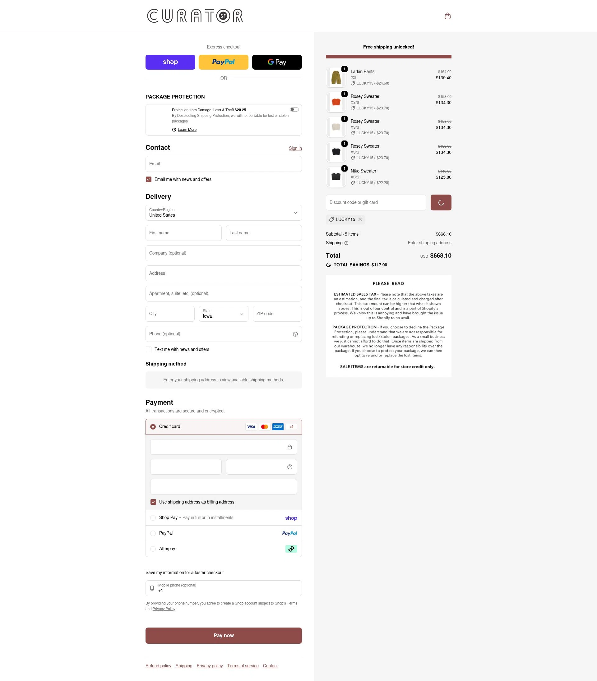 Curator checkout page showing Curator promo code box | Screenshot taken by SimplyCodes community member on Feb 10, 2026