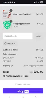 Tim15 coupon verification screenshot