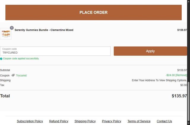 Cured Nutrition checkout page showing Cured Nutrition coupon code box | Screenshot taken by SimplyCodes community member on Jul 26, 2025