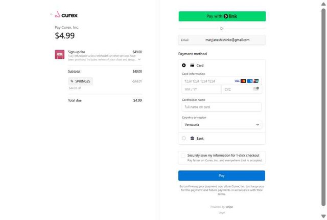 Curex Allergy checkout page showing Curex Allergy promo code box | Screenshot taken by SimplyCodes community member on May 14, 2025