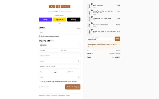 Curiada checkout page showing Curiada discount code box | Screenshot taken by SimplyCodes community member on Sep 4, 2025