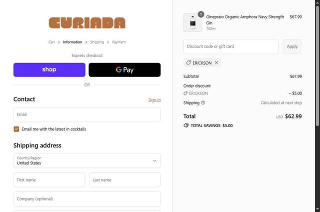 Curiada checkout page showing Curiada discount code box | Screenshot taken by SimplyCodes community member on Sep 12, 2025