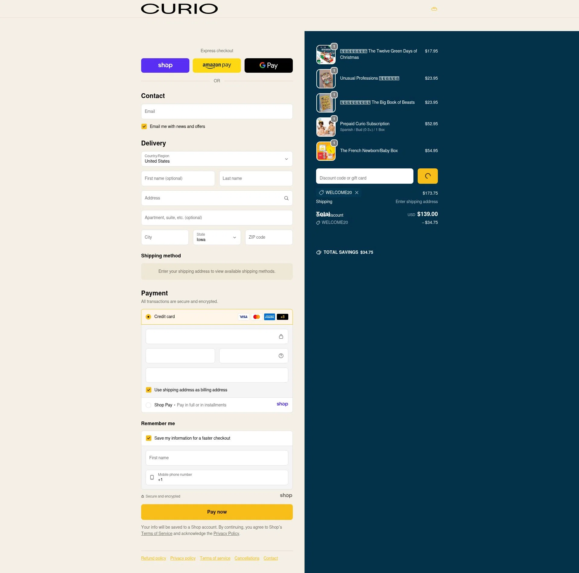 Curio Books checkout page showing Curio Books promo code box | Screenshot taken by SimplyCodes community member on Dec 29, 2025