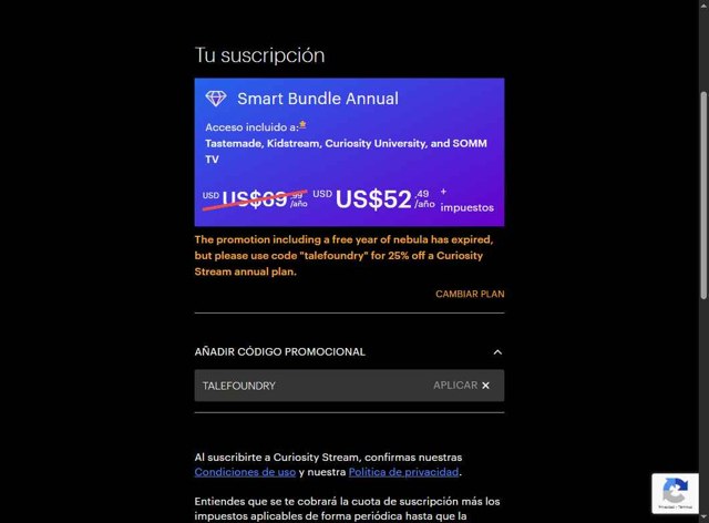 CuriosityStream checkout page showing CuriosityStream promo code box | Screenshot taken by SimplyCodes community member on Apr 27, 2025