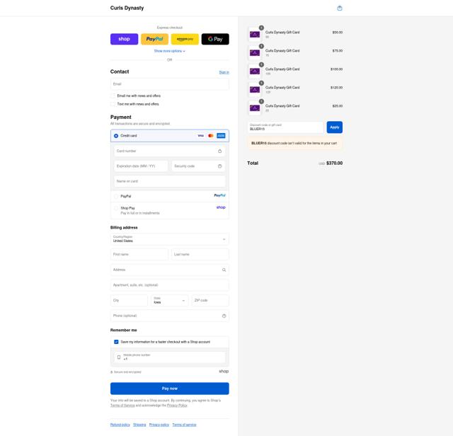 Curls Dynasty checkout page showing Curls Dynasty discount code box | Screenshot taken by SimplyCodes community member on Sep 12, 2025