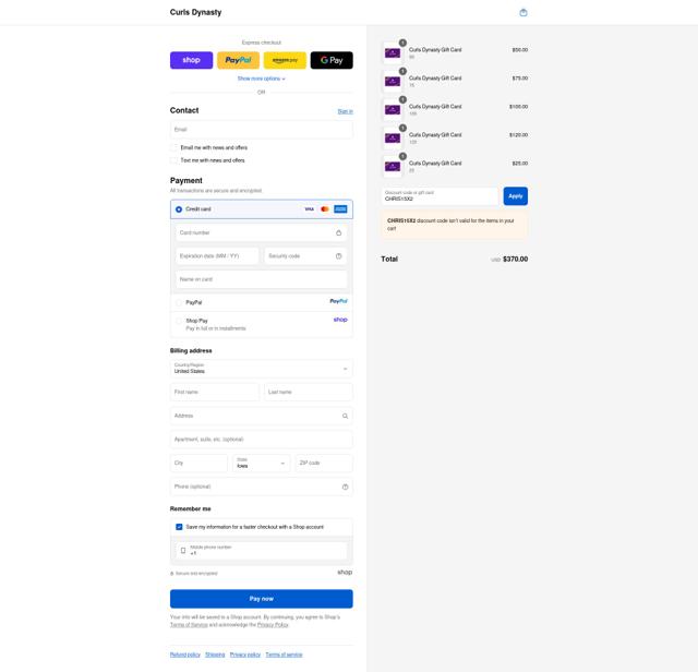 Curls Dynasty checkout page showing Curls Dynasty discount code box | Screenshot taken by SimplyCodes community member on Sep 12, 2025