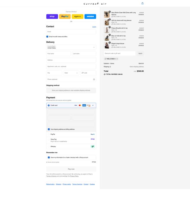 Current Air checkout page showing Current Air promo code box | Screenshot taken by SimplyCodes community member on Sep 7, 2025
