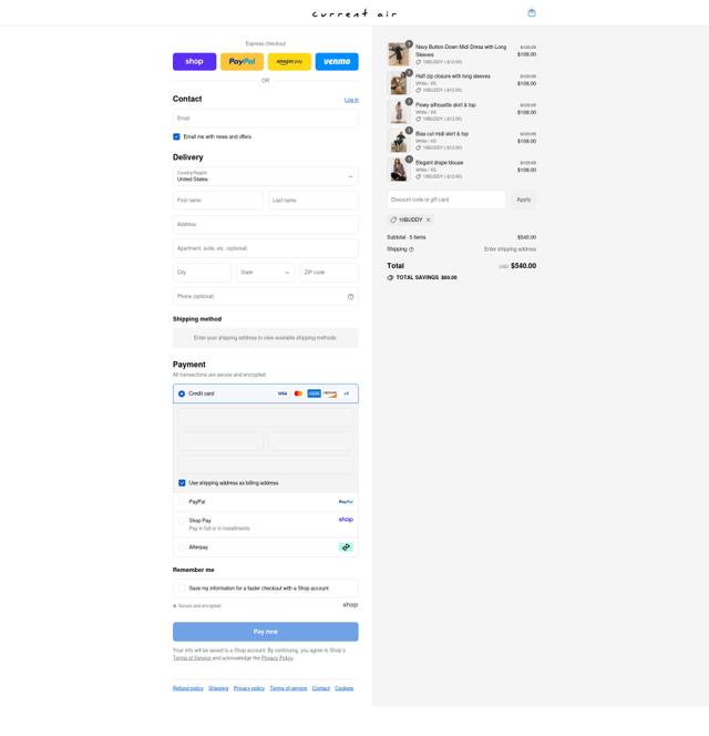 Current Air checkout page showing Current Air promo code box | Screenshot taken by SimplyCodes community member on Sep 7, 2025