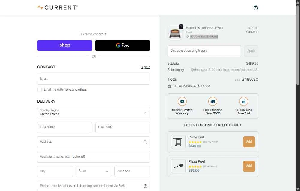 Current Backyard checkout page showing Current Backyard promo code box | Screenshot taken by SimplyCodes community member on Dec 24, 2025