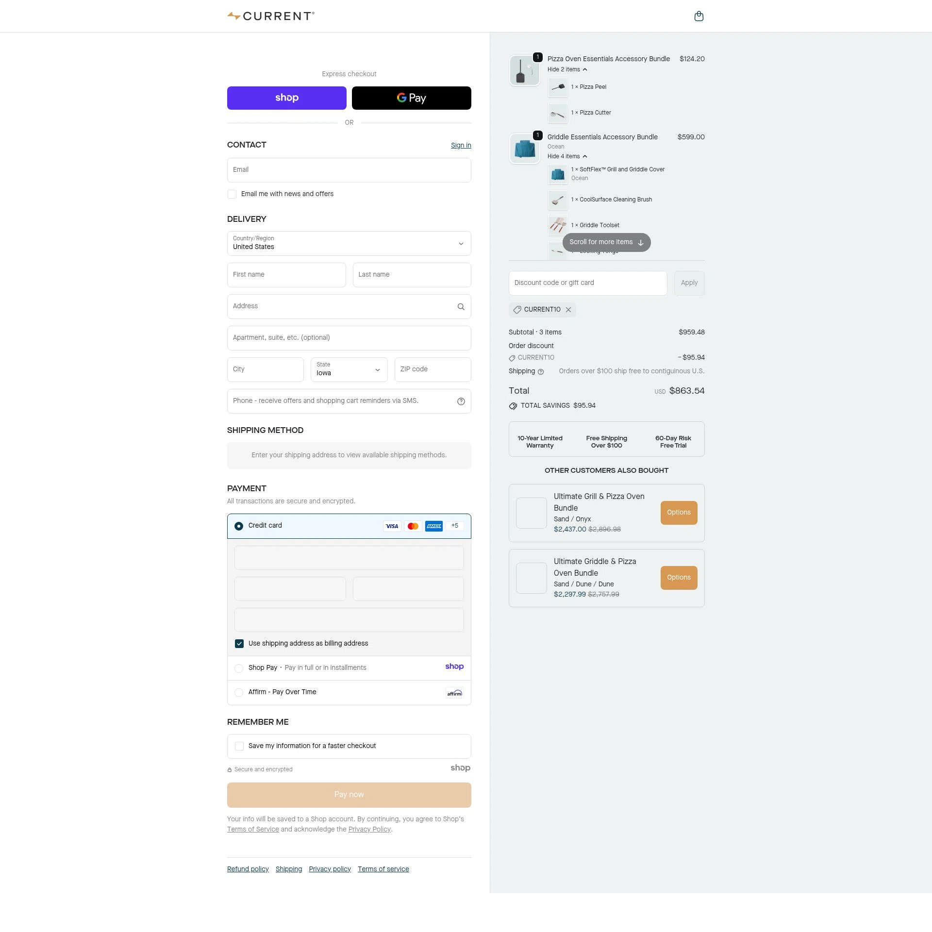 Current Backyard checkout page showing Current Backyard promo code box | Screenshot taken by SimplyCodes community member on Dec 30, 2025