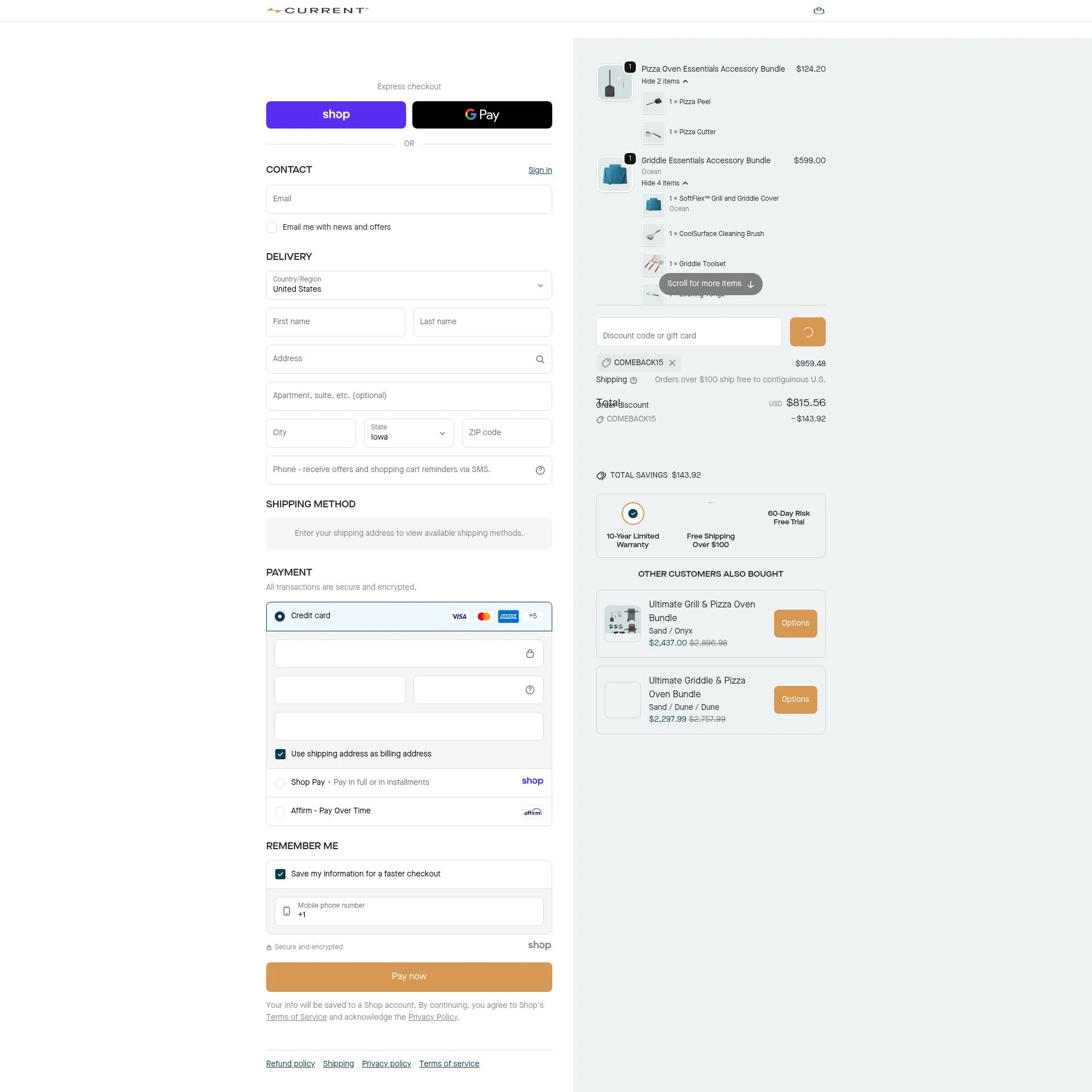 Current Backyard checkout page showing Current Backyard promo code box | Screenshot taken by SimplyCodes community member on Dec 30, 2025