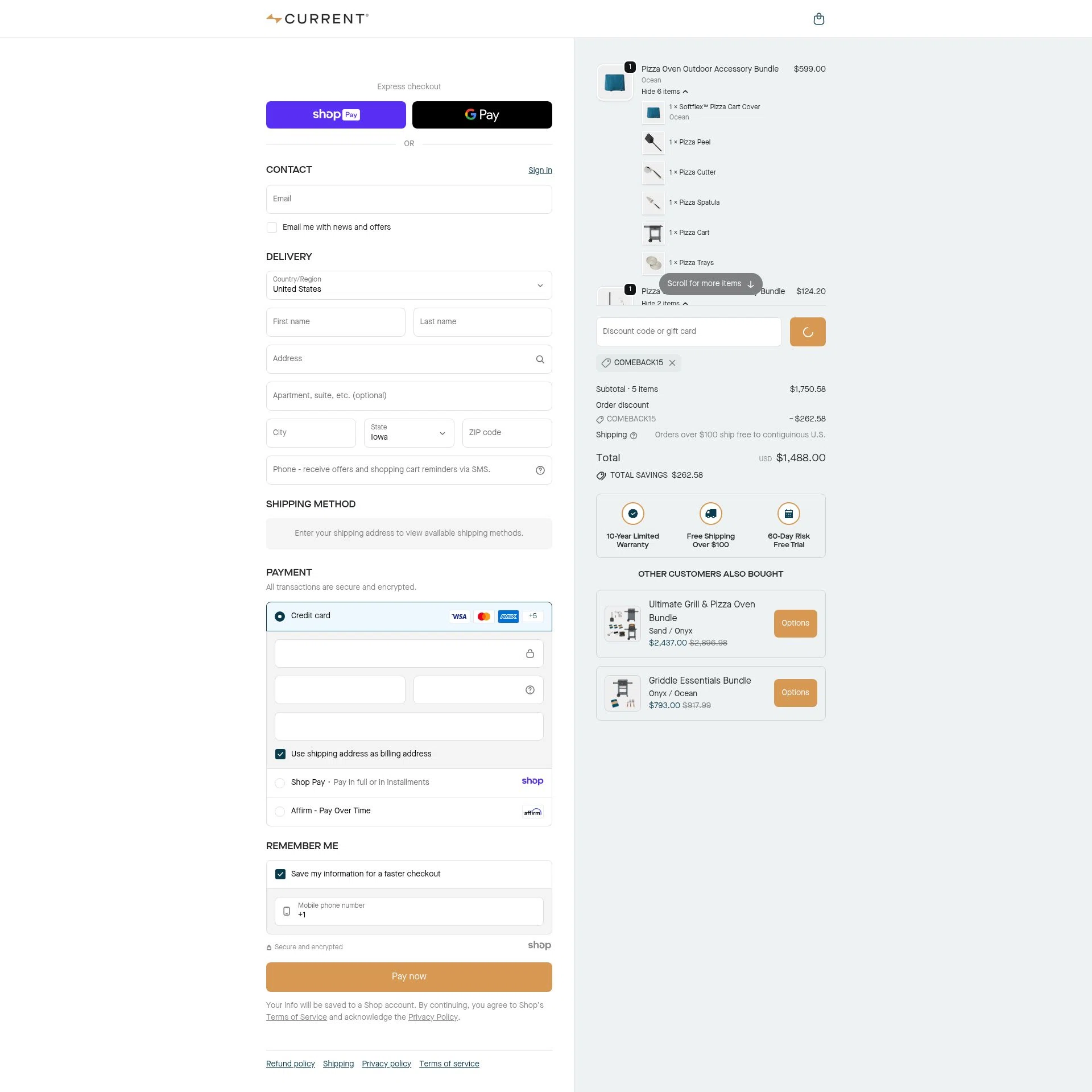 Current Backyard checkout page showing Current Backyard promo code box | Screenshot taken by SimplyCodes community member on Jan 9, 2026