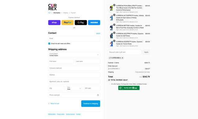 Currex checkout page showing Currex discount code box | Screenshot taken by SimplyCodes community member on Sep 7, 2025