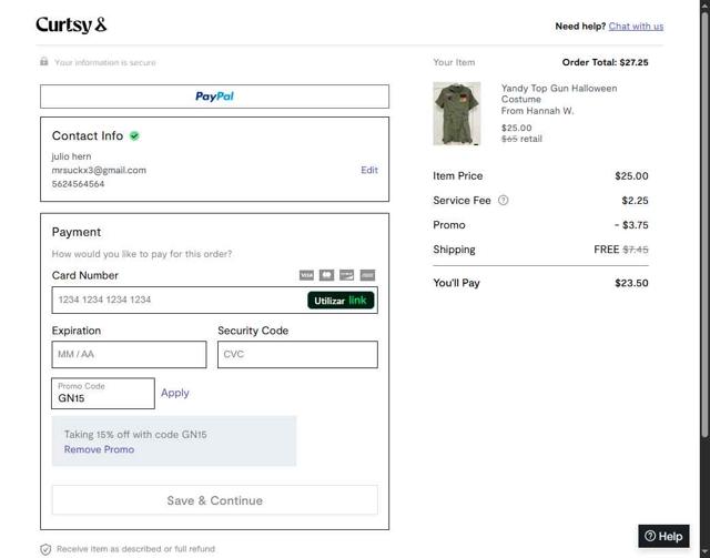 Curtsy checkout page showing Curtsy promo code box | Screenshot taken by SimplyCodes community member on Jul 26, 2025