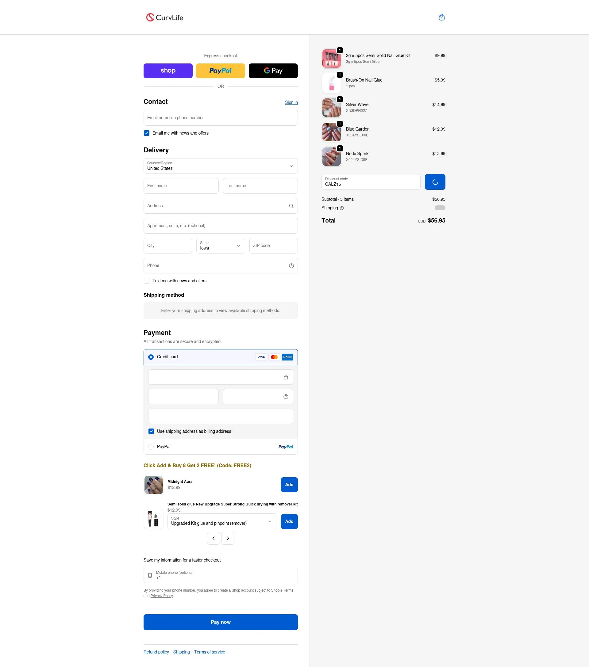 CurvLife checkout page showing CurvLife discount code box | Screenshot taken by SimplyCodes community member on Feb 18, 2026