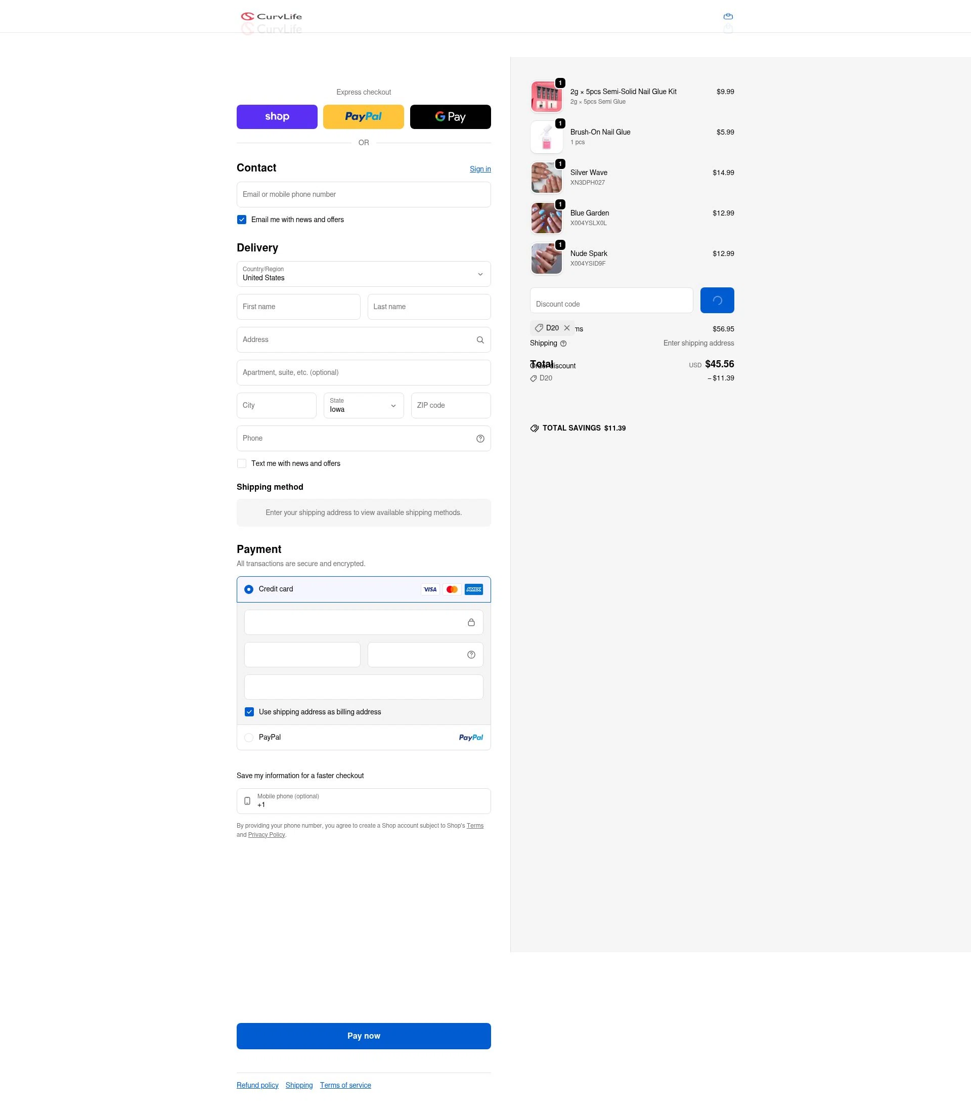 CurvLife checkout page showing CurvLife discount code box | Screenshot taken by SimplyCodes community member on Feb 18, 2026