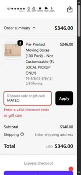 CustomBoxes.io coupon verification screenshot
