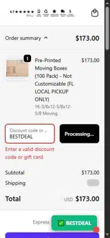 CustomBoxes.io coupon verification screenshot