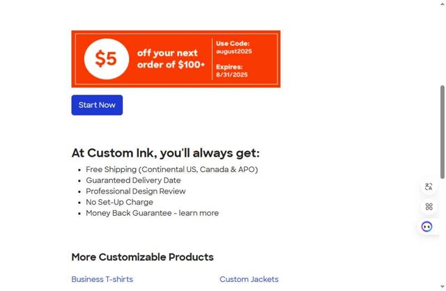 Custom Ink checkout page showing Custom Ink promo code box | Screenshot taken by SimplyCodes community member on Aug 28, 2025