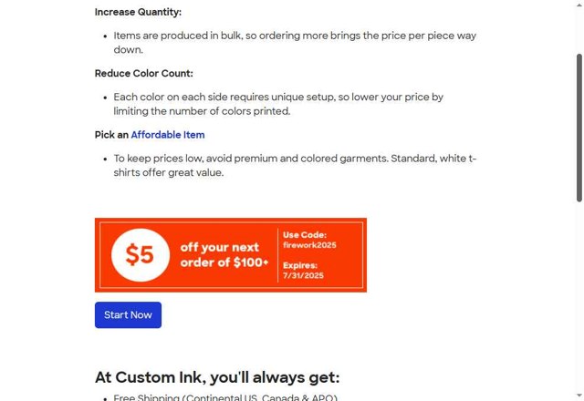 Custom Ink checkout page showing Custom Ink promo code box | Screenshot taken by SimplyCodes community member on Aug 2, 2025