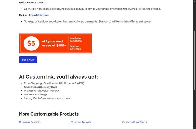Custom Ink checkout page showing Custom Ink promo code box | Screenshot taken by SimplyCodes community member on Aug 16, 2025