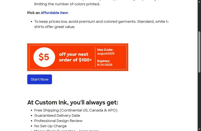 Custom Ink checkout page showing Custom Ink promo code box | Screenshot taken by SimplyCodes community member on Aug 8, 2025