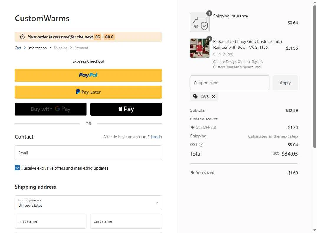 Customwarms checkout page showing Customwarms coupon code box | Screenshot taken by SimplyCodes community member on Sep 29, 2025