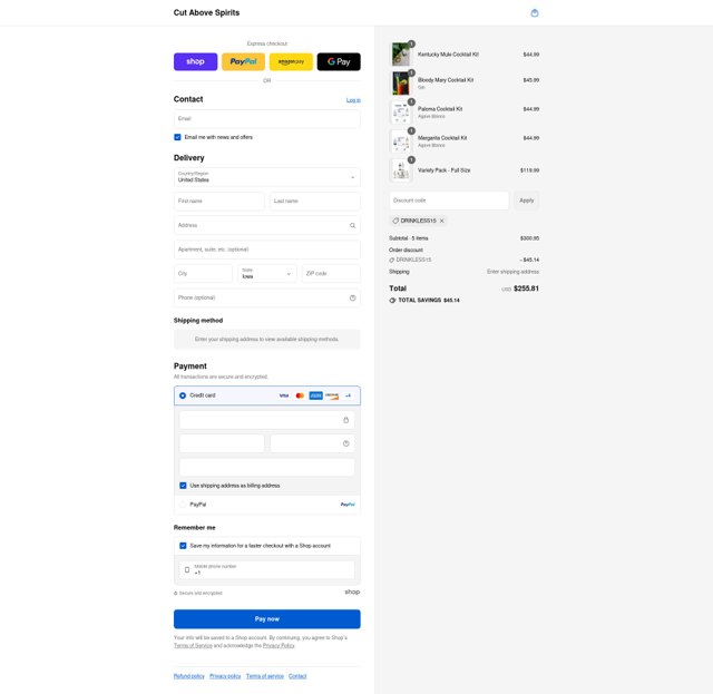 Cut Above Spirits checkout page showing Cut Above Spirits promo code box | Screenshot taken by SimplyCodes community member on Sep 2, 2025